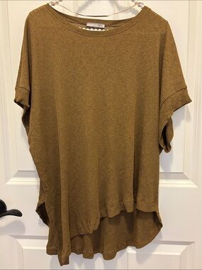 Zara. Ribbed Short Sleeve Top in Mustard Brown‎ 🤎 Sz 8